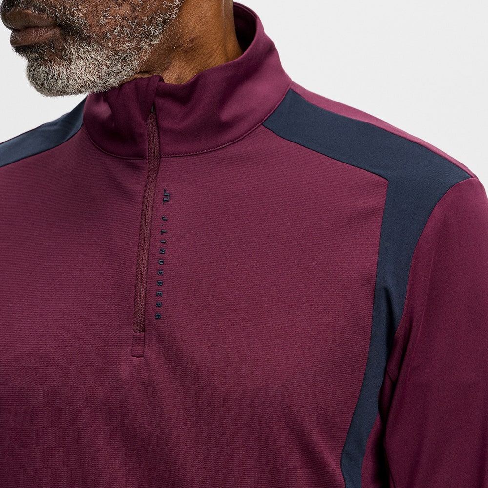 J.Lindeberg Golf Pullover - Finn QZ Mid - Winetasting AW26