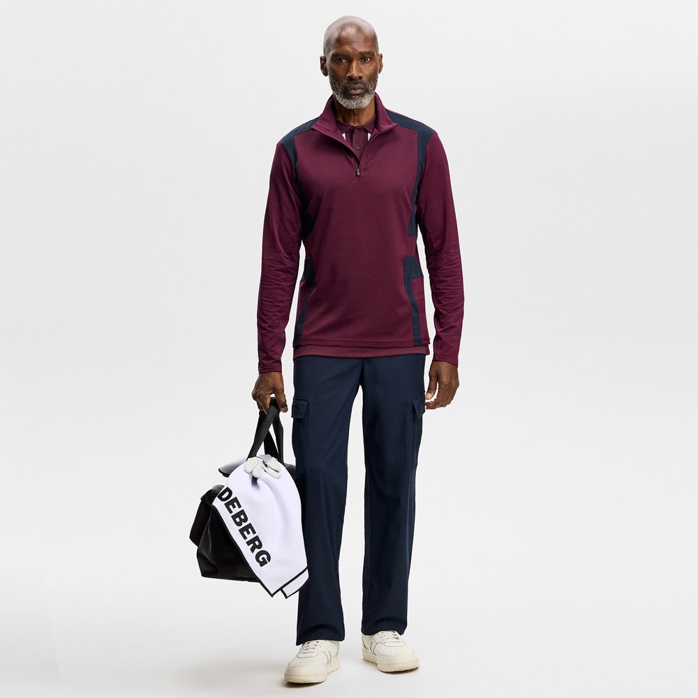 J.Lindeberg Golf Pullover - Finn QZ Mid - Winetasting AW26