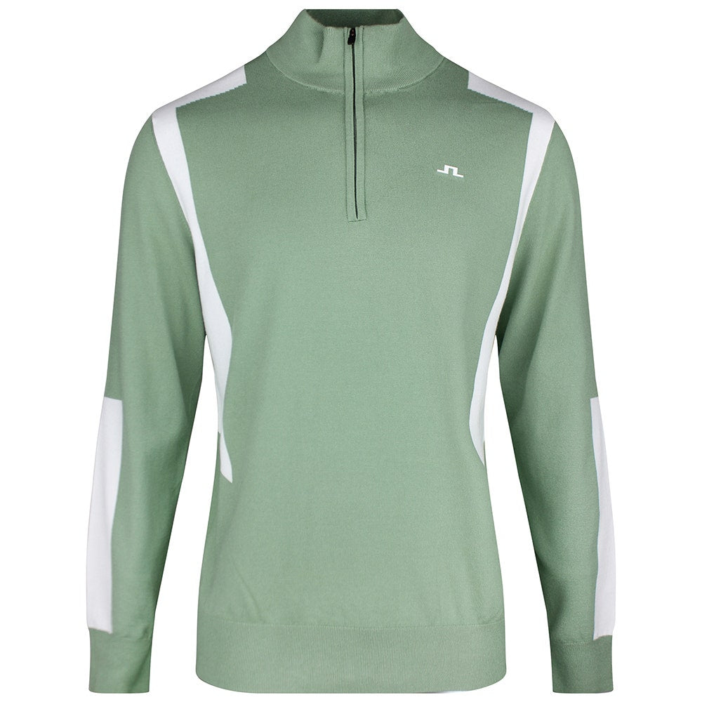 J.Lindeberg Golf Pullover - Kendrick Knitted QZ - Hedge Green SS26