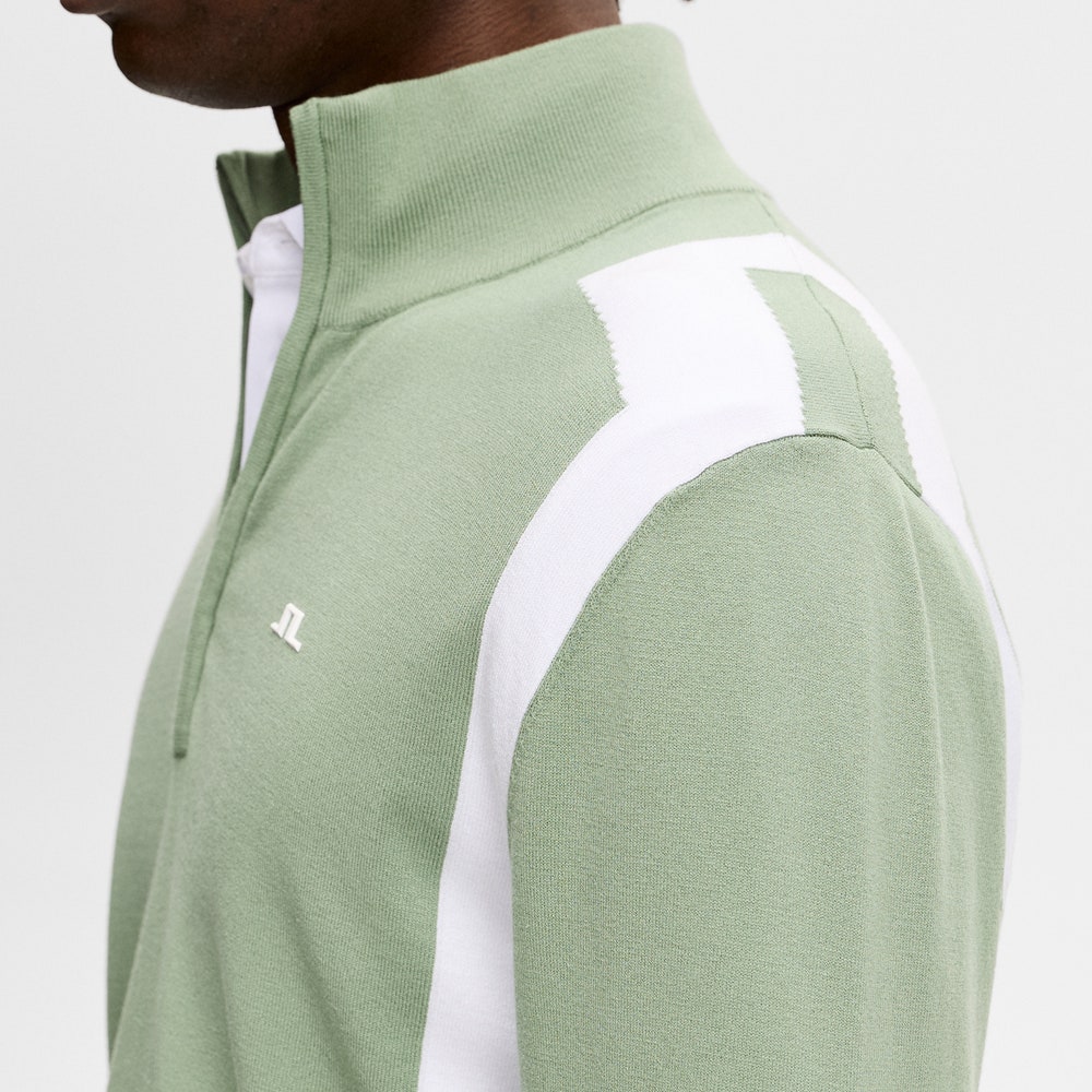J.Lindeberg Golf Pullover - Kendrick Knitted QZ - Hedge Green SS26