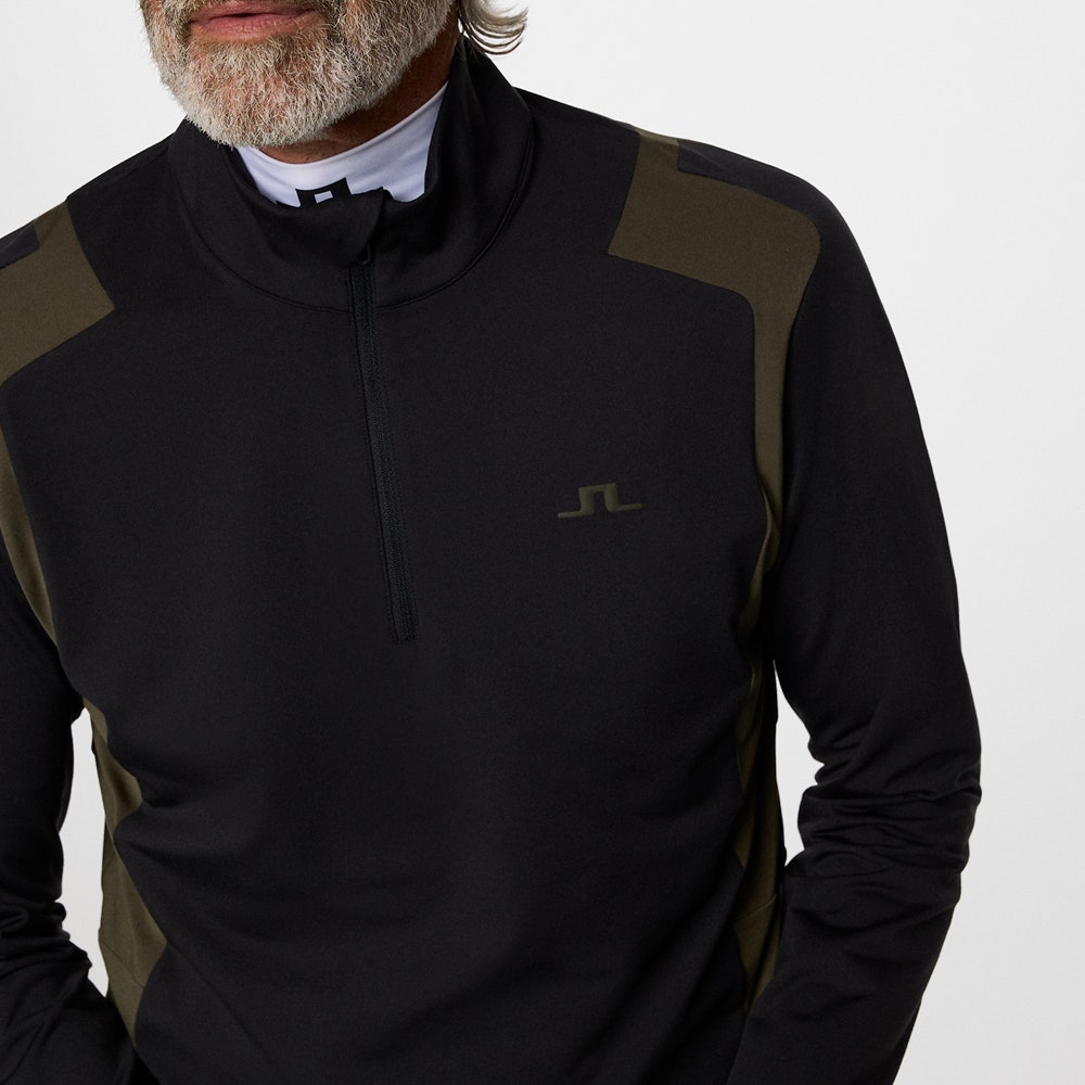 J.Lindeberg Golf Pullover - Lukas QZ Mid - Black AW25