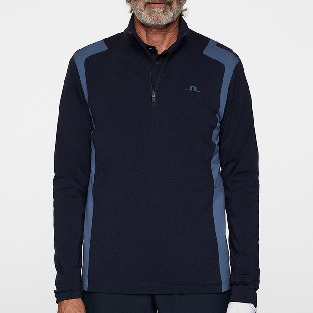 J.Lindeberg Golf Pullover - Lukas QZ Mid - Vintage Indigo AW25