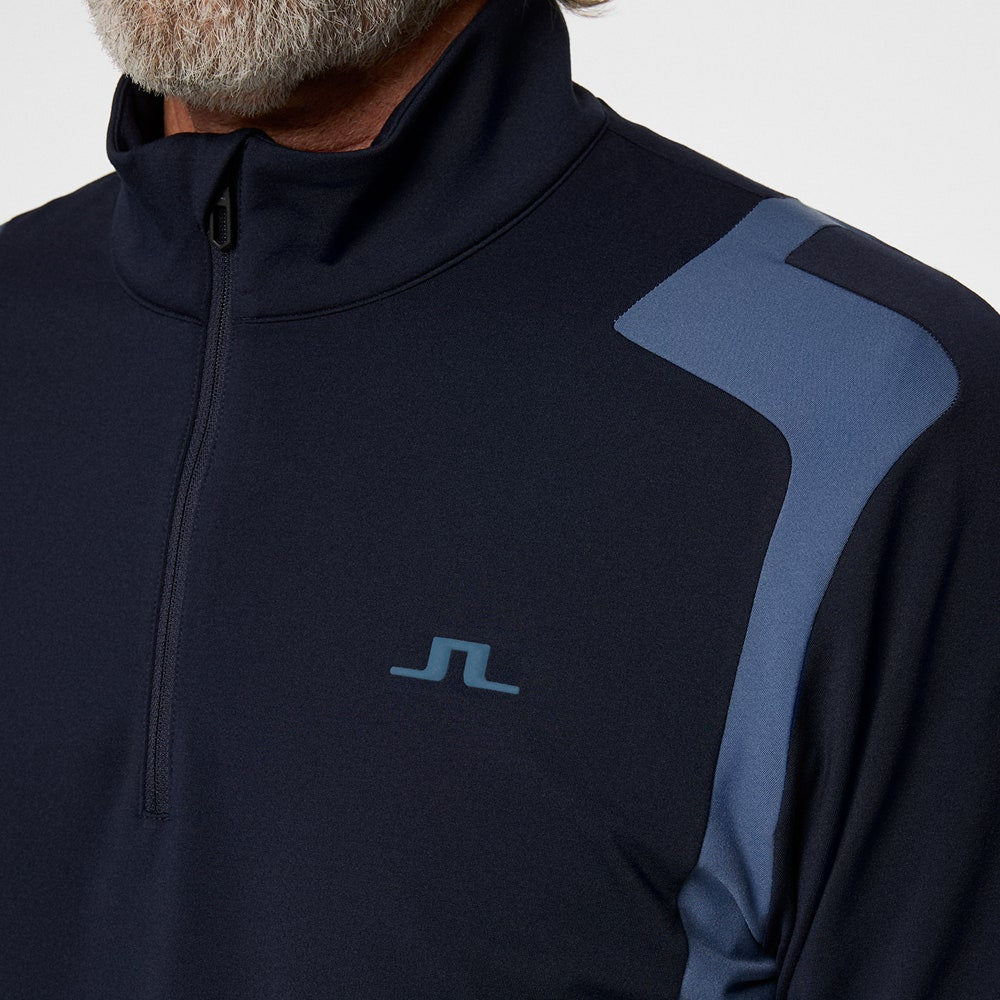 J.Lindeberg Golf Pullover - Lukas QZ Mid - Vintage Indigo AW25