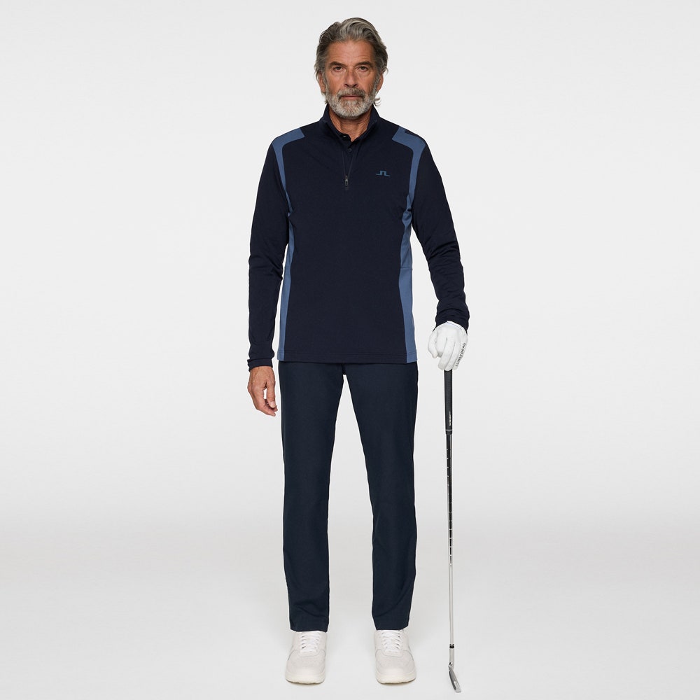 J.Lindeberg Golf Pullover - Lukas QZ Mid - Vintage Indigo AW25