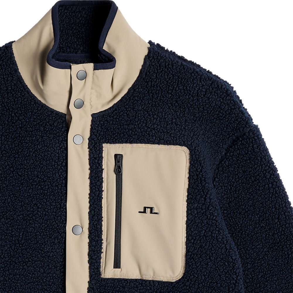 J.Lindeberg Golf Pullover - Marshall Fleece Hybrid - JL Navy AW26