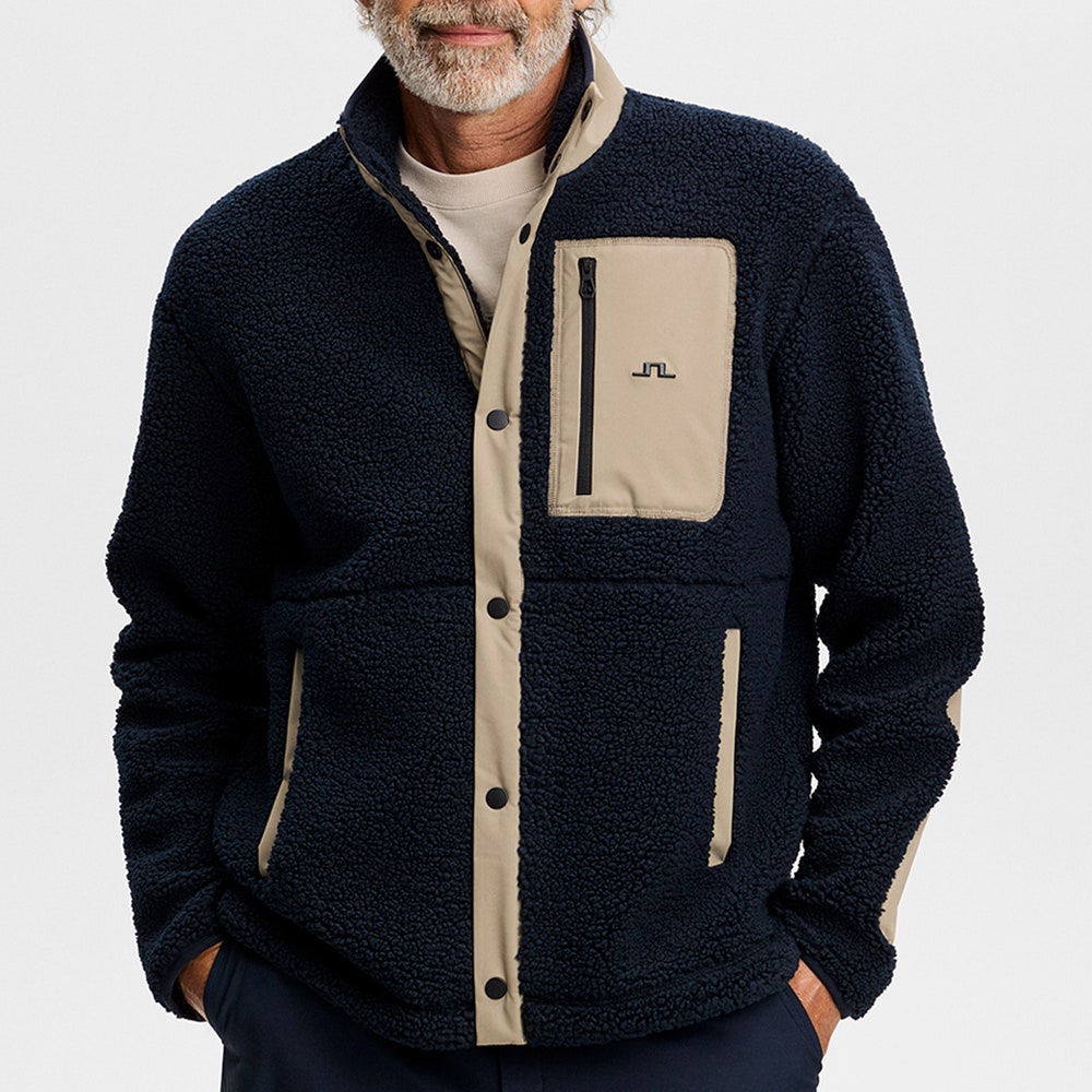 J.Lindeberg Golf Pullover - Marshall Fleece Hybrid - JL Navy AW26