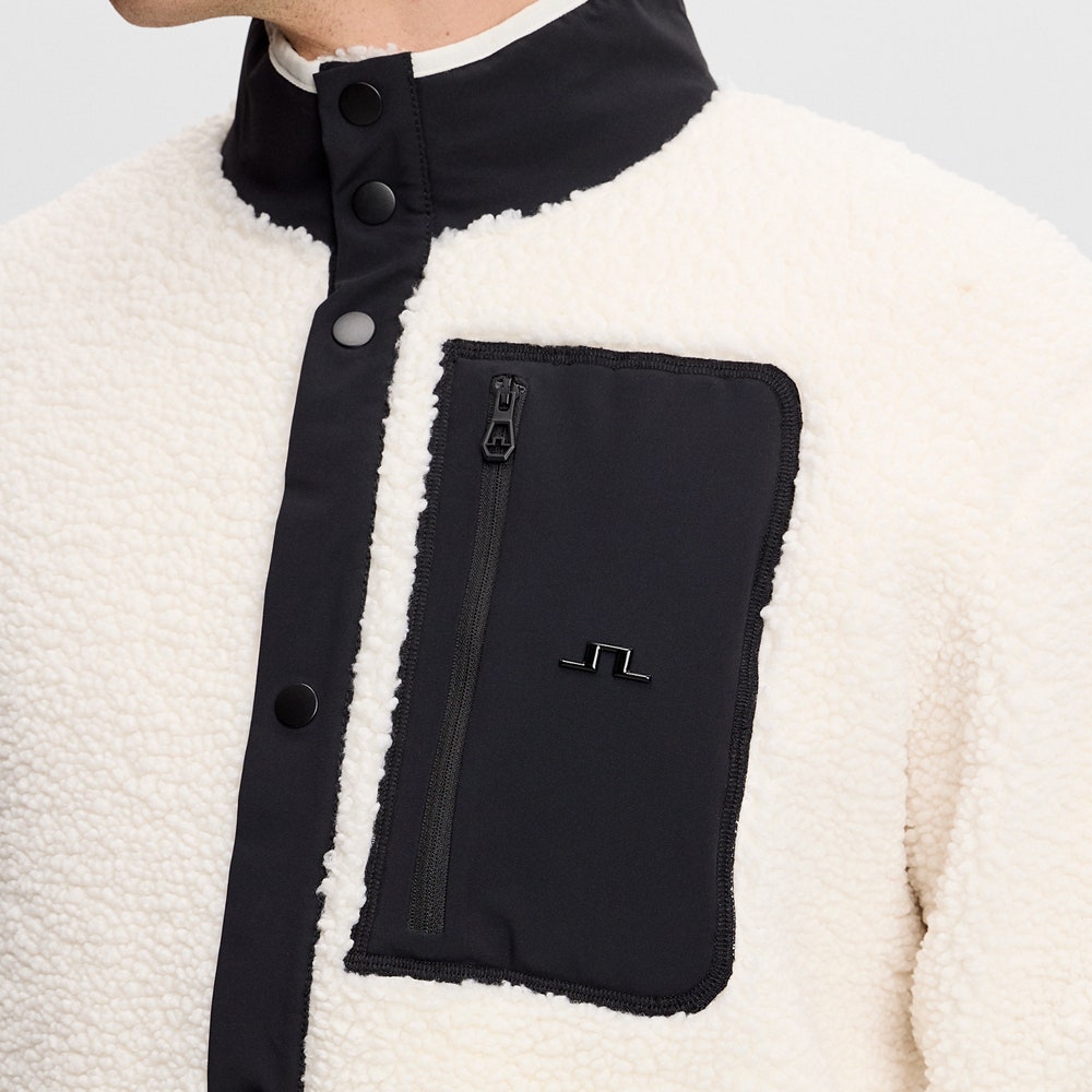 J.Lindeberg Golf Pullover - Marshall Fleece Hybrid - Tofu AW26