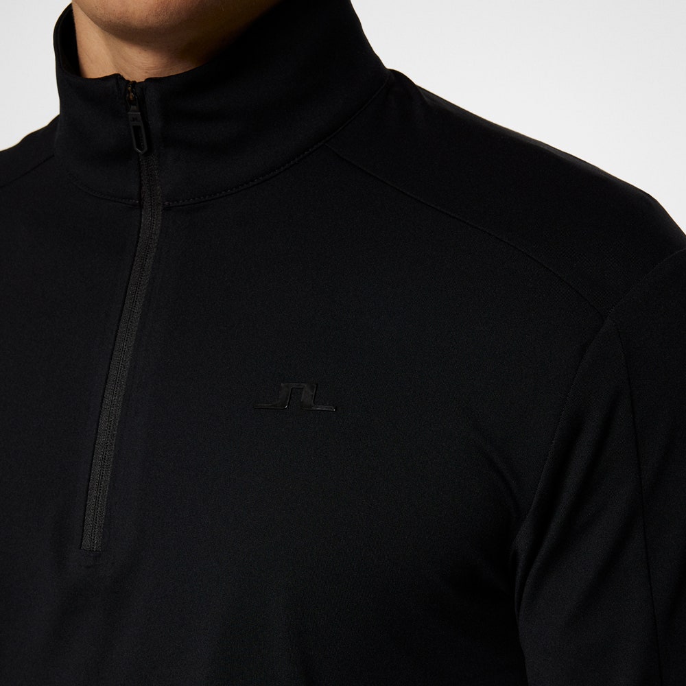 J.Lindeberg Golf Pullover - Olof Tech QZ Mid - Black AW25