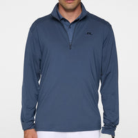 J.Lindeberg Golf Pullover - Olof Tech QZ Mid - Vintage Indigo AW25