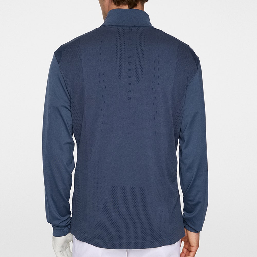 J.Lindeberg Golf Pullover - Olof Tech QZ Mid - Vintage Indigo AW25