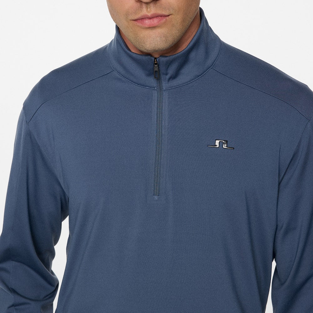 J.Lindeberg Golf Pullover - Olof Tech QZ Mid - Vintage Indigo AW25