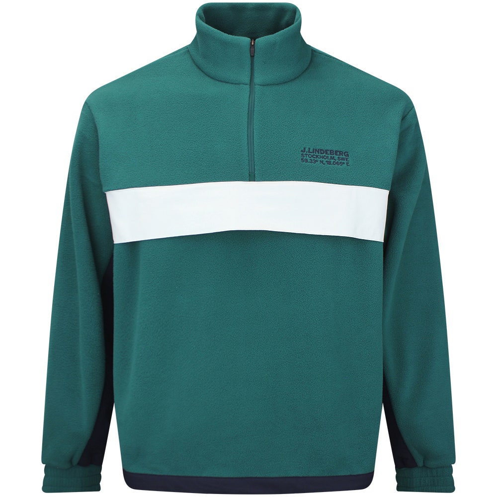 J.Lindeberg Golf Pullover - Quinn Fleece Hybrid QZ - Forest Biome AW26