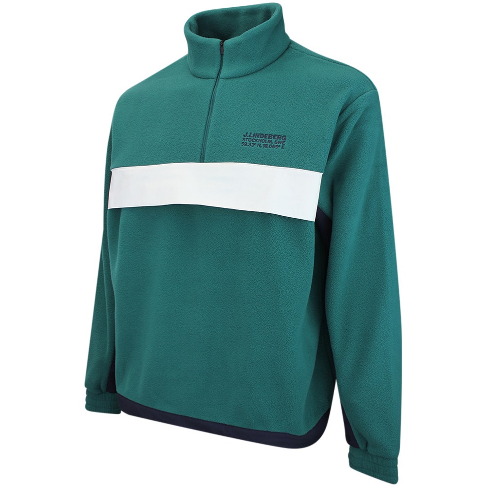 J.Lindeberg Golf Pullover - Quinn Fleece Hybrid QZ - Forest Biome AW26