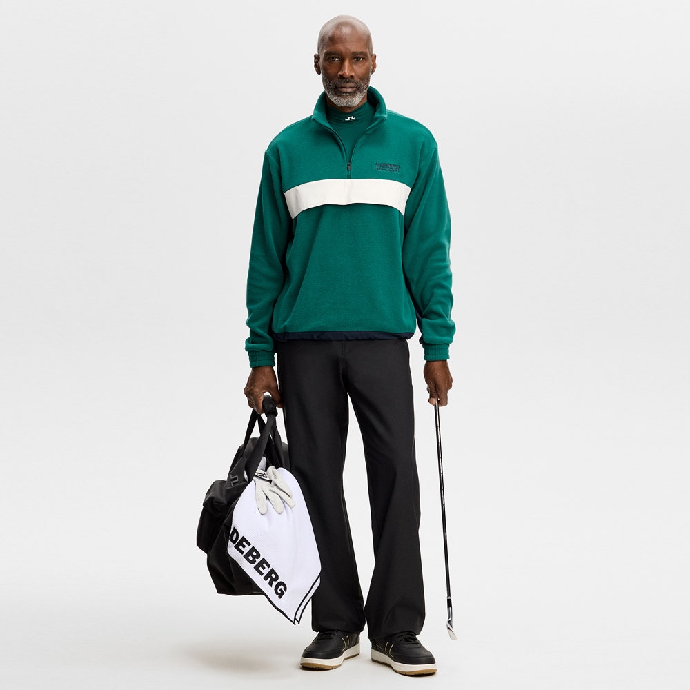 J.Lindeberg Golf Pullover - Quinn Fleece Hybrid QZ - Forest Biome AW26