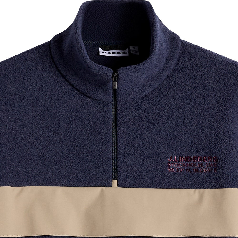 J.Lindeberg Golf Pullover - Quinn Fleece Hybrid QZ - JL Navy AW26