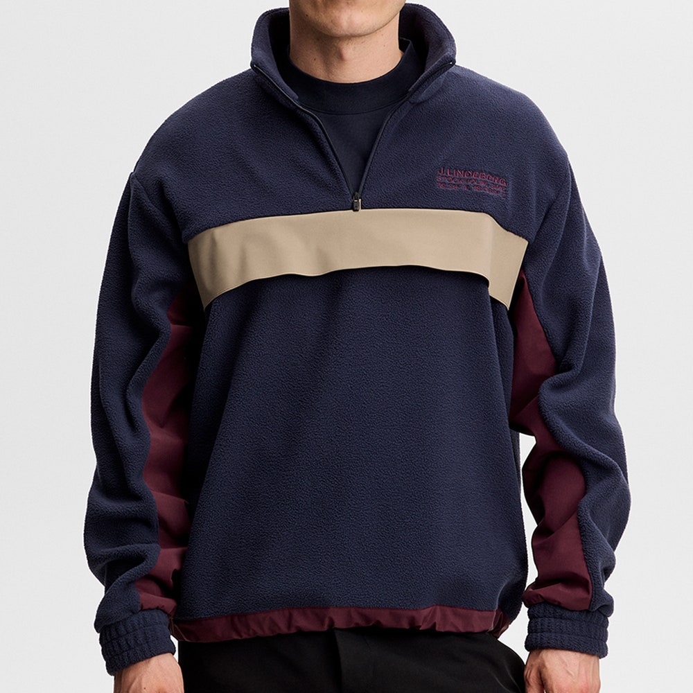 J.Lindeberg Golf Pullover - Quinn Fleece Hybrid QZ - JL Navy AW26