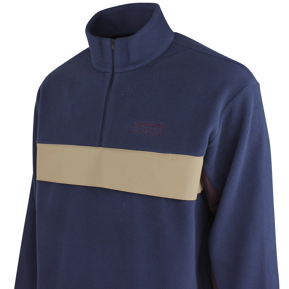 J.Lindeberg Golf Pullover - Quinn Fleece Hybrid QZ - JL Navy AW26