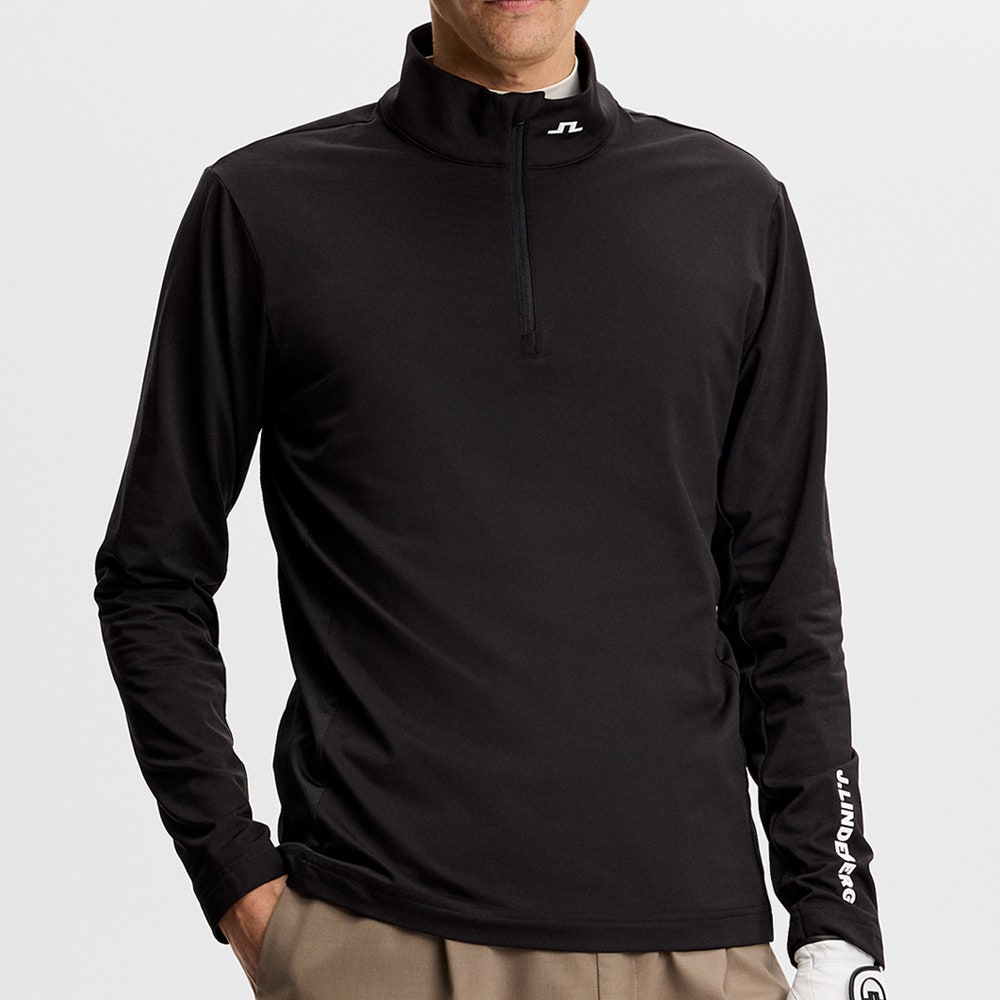 J.Lindeberg Golf Pullover - Tour Tech QZ - Black AW26
