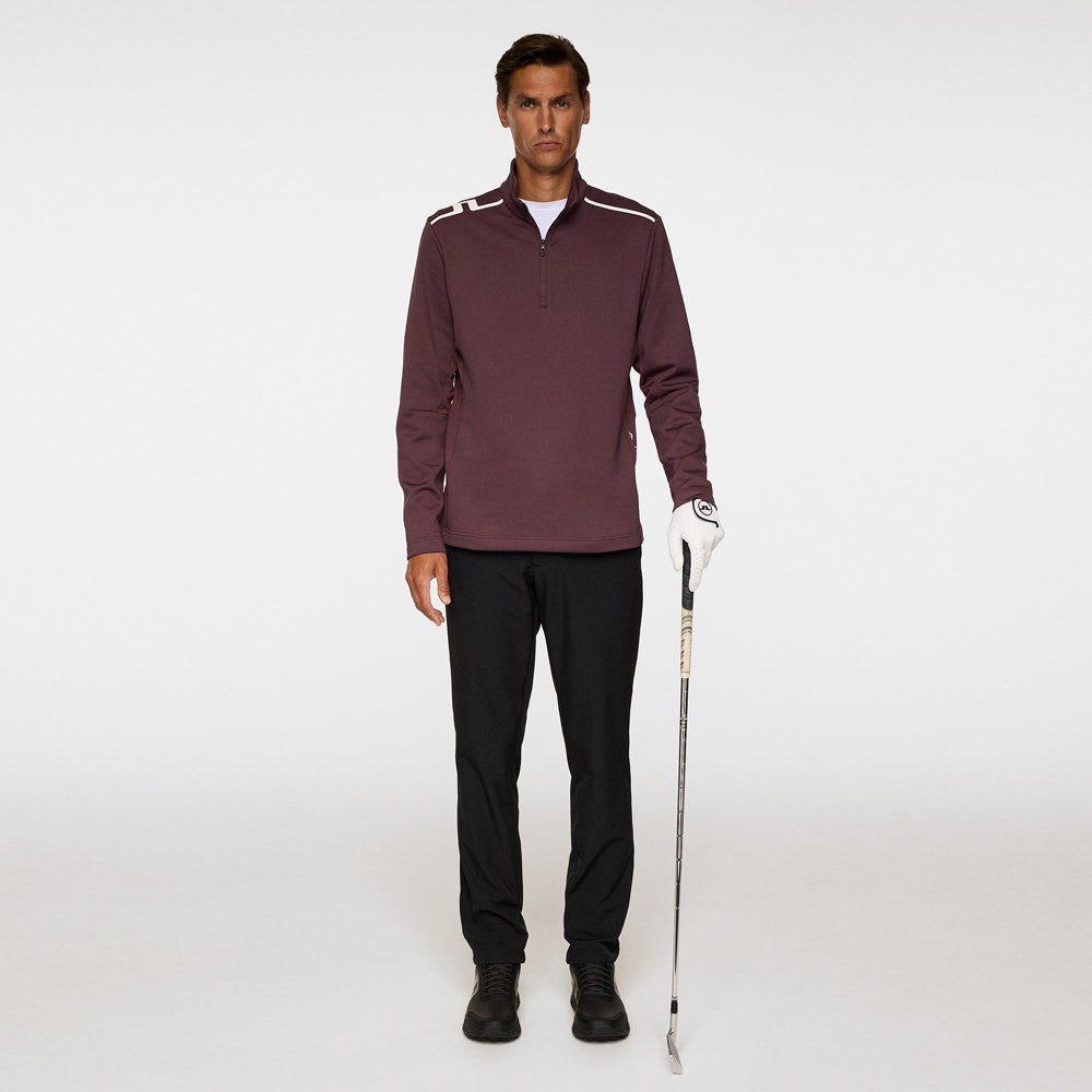 J.Lindeberg Golf Pullover - Vinnie QZ Mid - Huckleberry AW25