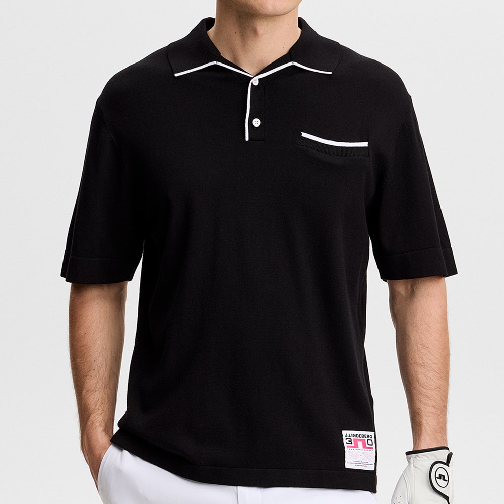 J.Lindeberg Golf Shirt - 30Y Jesper Retro Relaxed Fit - Black SH26