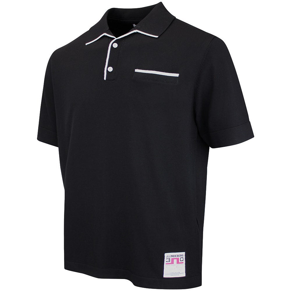 J.Lindeberg Golf Shirt - 30Y Jesper Retro Relaxed Fit - Black SH26