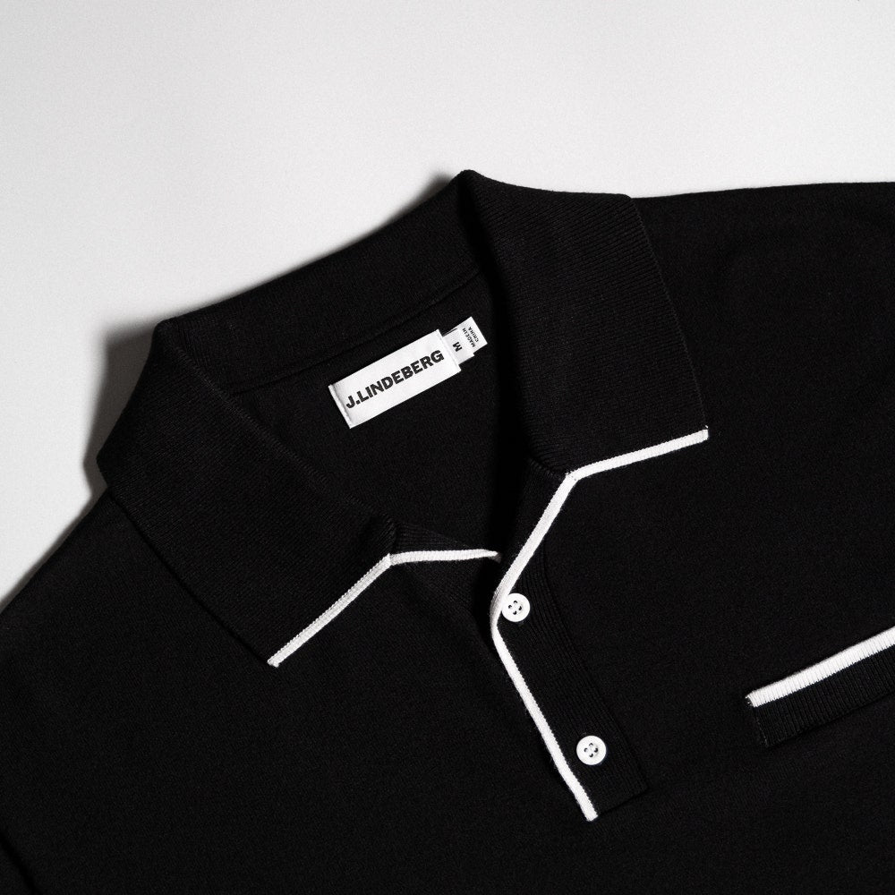 J.Lindeberg Golf Shirt - 30Y Jesper Retro Relaxed Fit - Black SH26