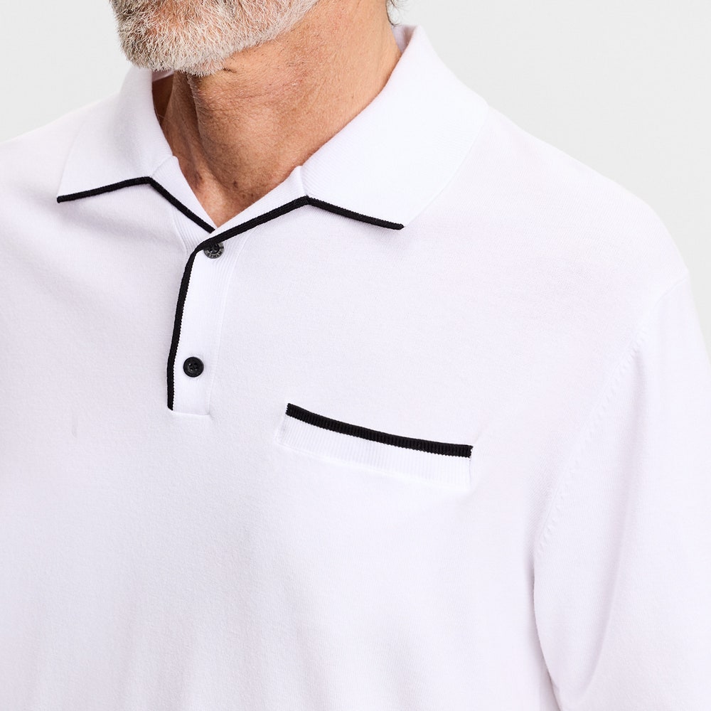 J.Lindeberg Golf Shirt - 30Y Jesper Retro Relaxed Fit - White SH26