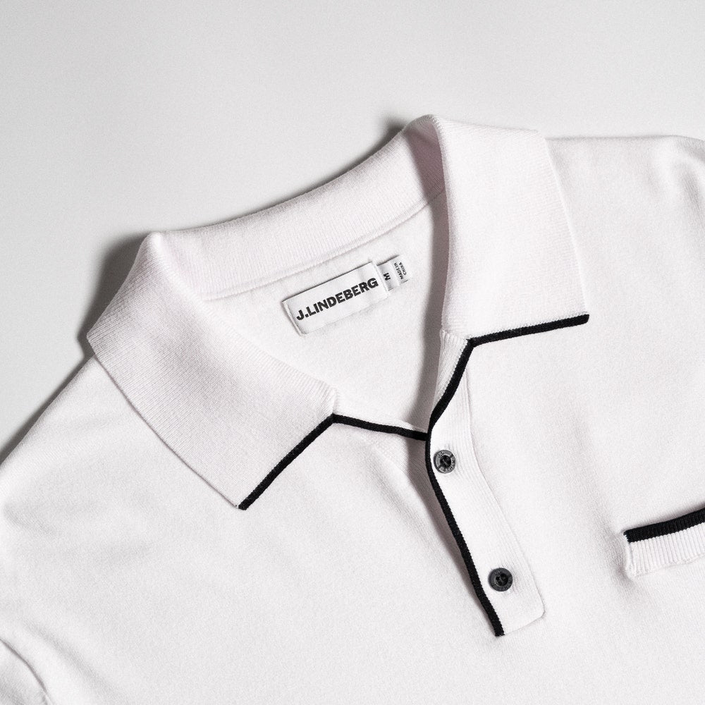 J.Lindeberg Golf Shirt - 30Y Jesper Retro Relaxed Fit - White SH26