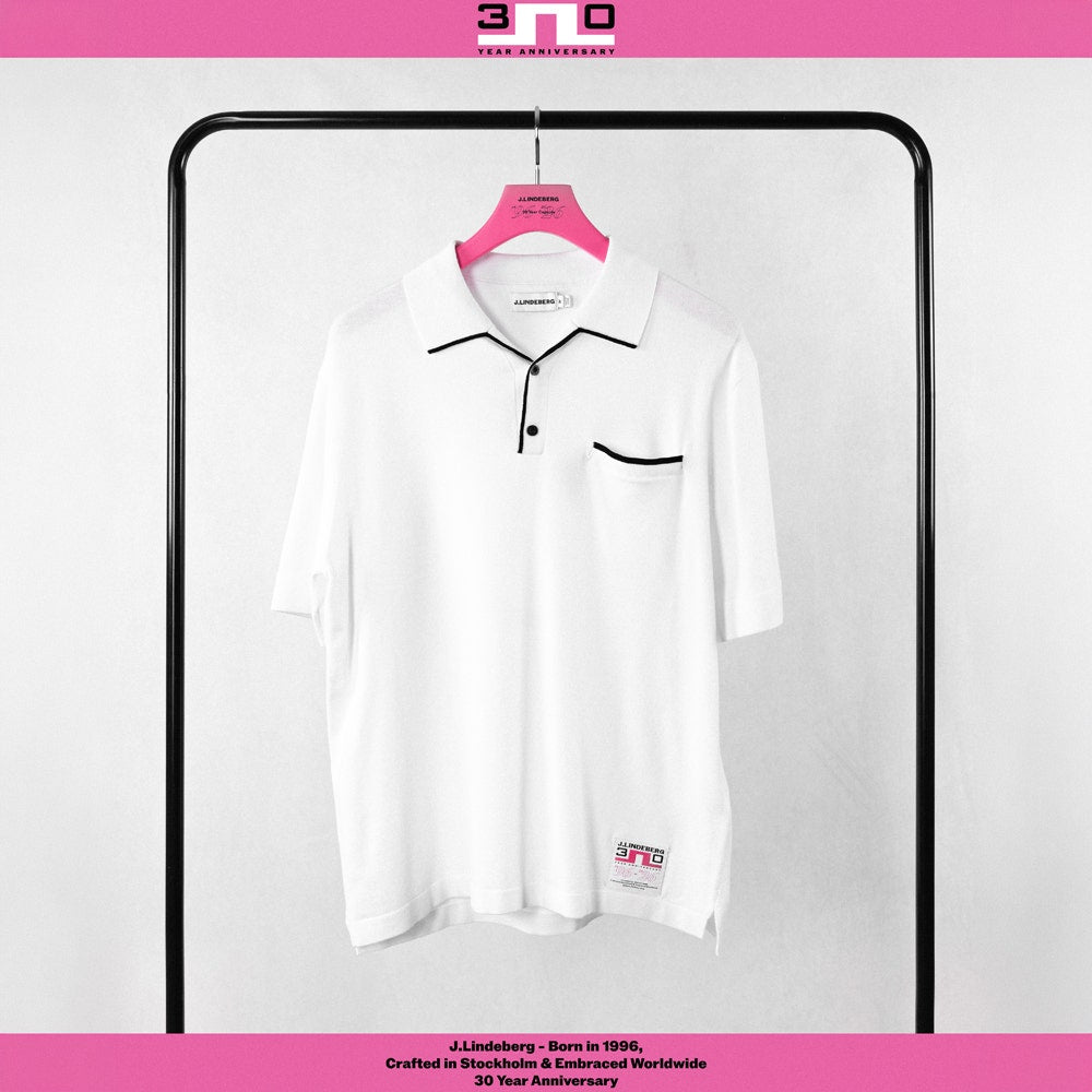 J.Lindeberg Golf Shirt - 30Y Jesper Retro Relaxed Fit - White SH26