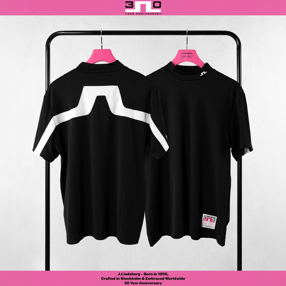 J.Lindeberg Golf Shirt - 30Y Rory KV Mock Neck Reg. Fit - Black SH26