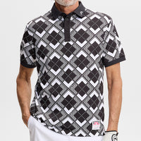 J.Lindeberg Golf Shirt - 30Y Tour Tech Argyle Regular Fit - Black SH26