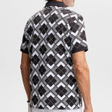 J.Lindeberg Golf Shirt - 30Y Tour Tech Argyle Regular Fit - Black SH26
