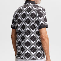 J.Lindeberg Golf Shirt - 30Y Tour Tech Argyle Regular Fit - Black SH26