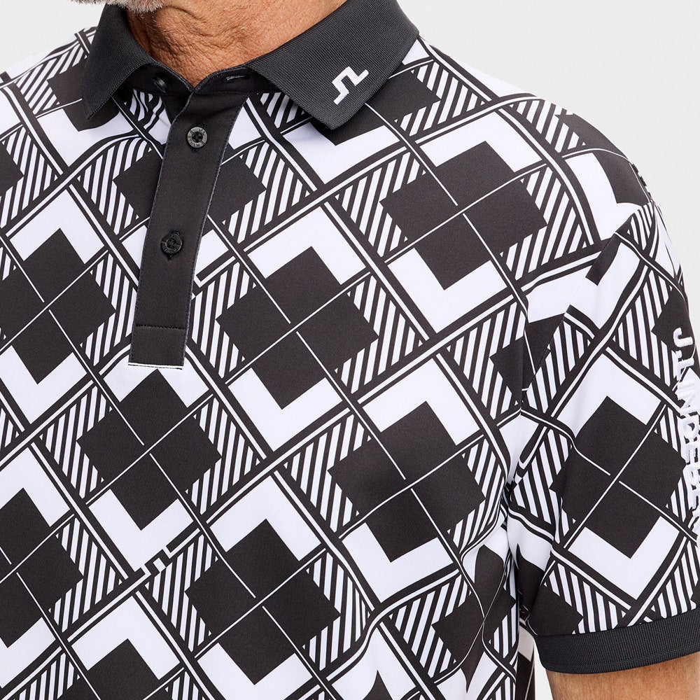 J.Lindeberg Golf Shirt - 30Y Tour Tech Argyle Regular Fit - Black SH26