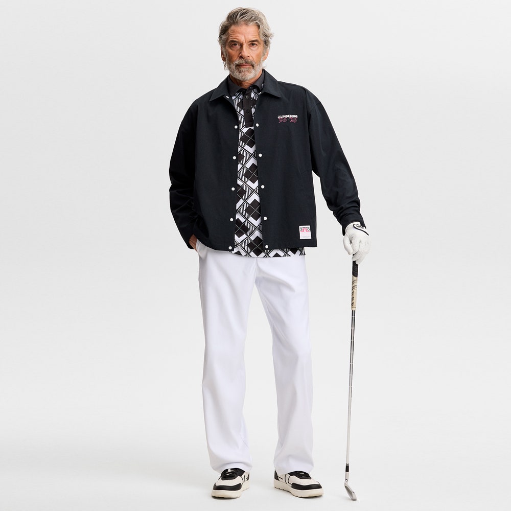 J.Lindeberg Golf Shirt - 30Y Tour Tech Argyle Regular Fit - Black SH26