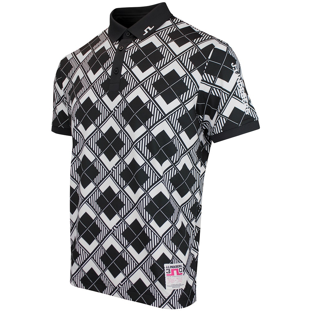 J.Lindeberg Golf Shirt - 30Y Tour Tech Argyle Regular Fit - Black SH26