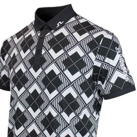 J.Lindeberg Golf Shirt - 30Y Tour Tech Argyle Regular Fit - Black SH26