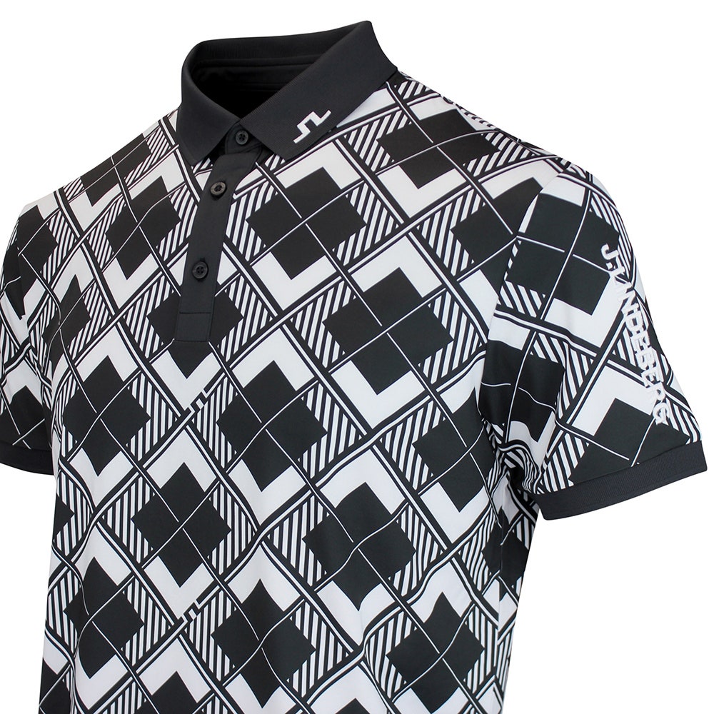 J.Lindeberg Golf Shirt - 30Y Tour Tech Argyle Regular Fit - Black SH26