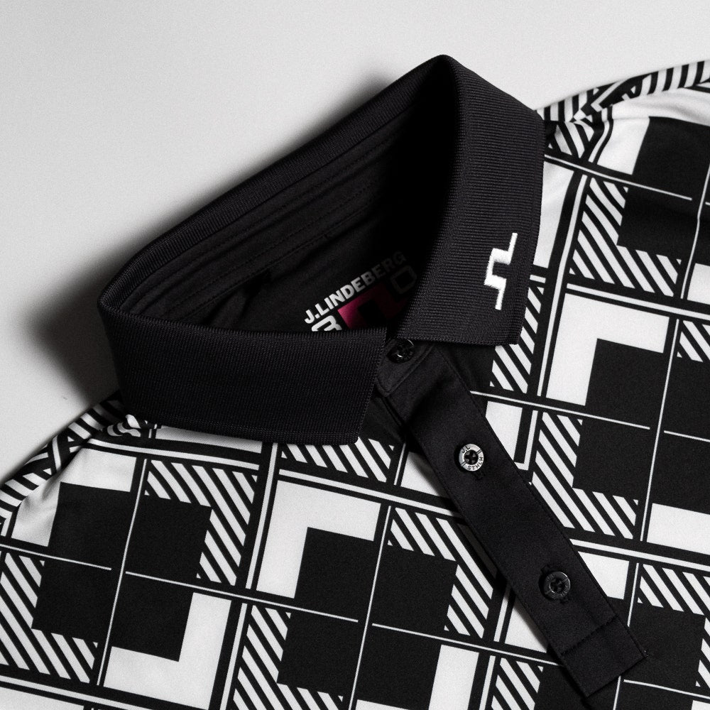 J.Lindeberg Golf Shirt - 30Y Tour Tech Argyle Regular Fit - Black SH26