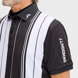 J.Lindeberg Golf Shirt - 30Y Tour Tech Stripe Regular Fit - Black SH26