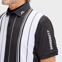 J.Lindeberg Golf Shirt - 30Y Tour Tech Stripe Regular Fit - Black SH26