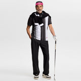 J.Lindeberg Golf Shirt - 30Y Tour Tech Stripe Regular Fit - Black SH26