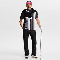 J.Lindeberg Golf Shirt - 30Y Tour Tech Stripe Regular Fit - Black SH26