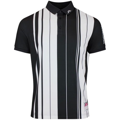 J.Lindeberg Golf Shirt - 30Y Tour Tech Stripe Regular Fit - Black SH26