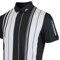 J.Lindeberg Golf Shirt - 30Y Tour Tech Stripe Regular Fit - Black SH26