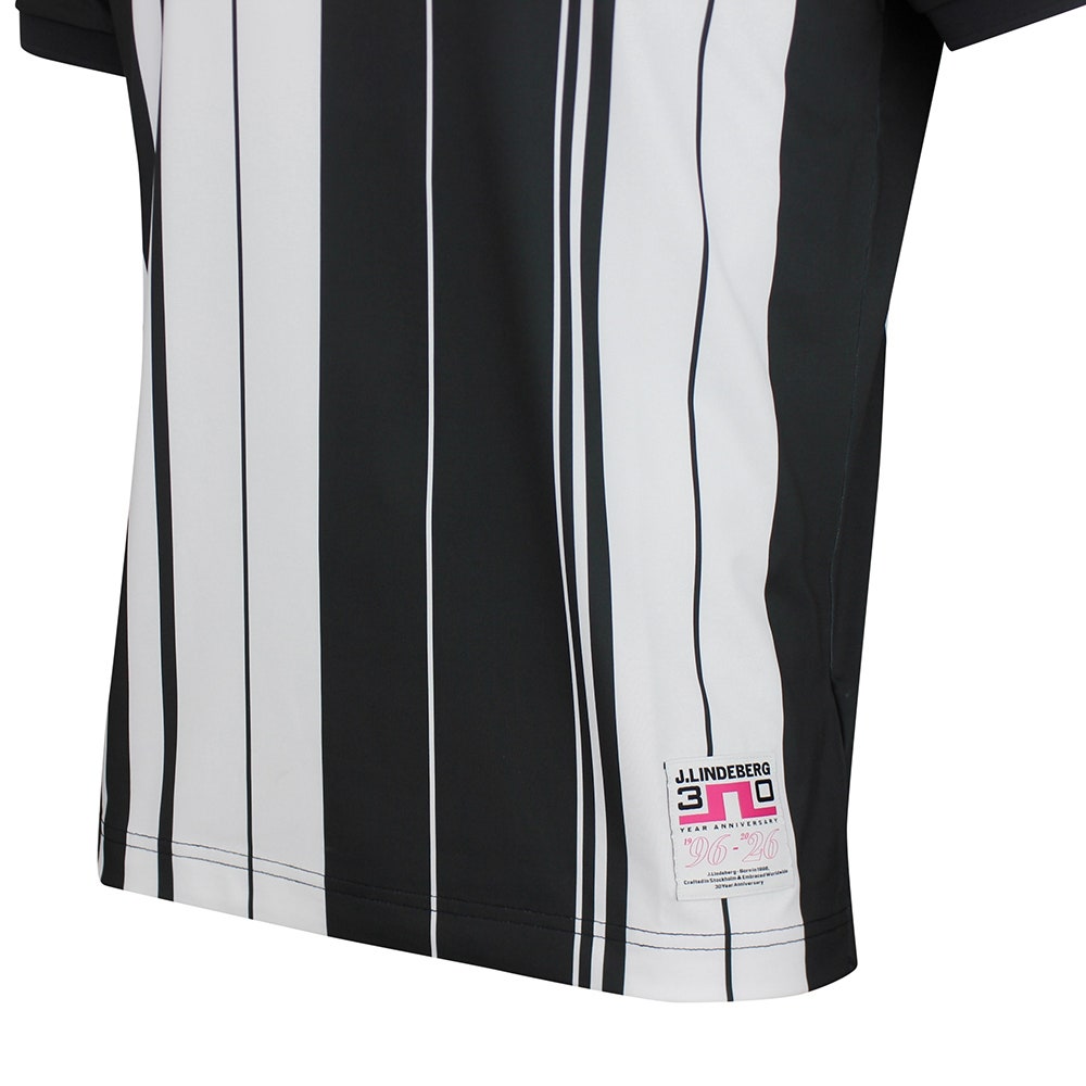 J.Lindeberg Golf Shirt - 30Y Tour Tech Stripe Regular Fit - Black SH26