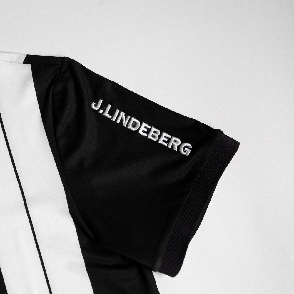 J.Lindeberg Golf Shirt - 30Y Tour Tech Stripe Regular Fit - Black SH26