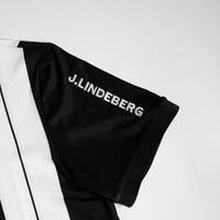 J.Lindeberg Golf Shirt - 30Y Tour Tech Stripe Regular Fit - Black SH26