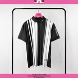 J.Lindeberg Golf Shirt - 30Y Tour Tech Stripe Regular Fit - Black SH26