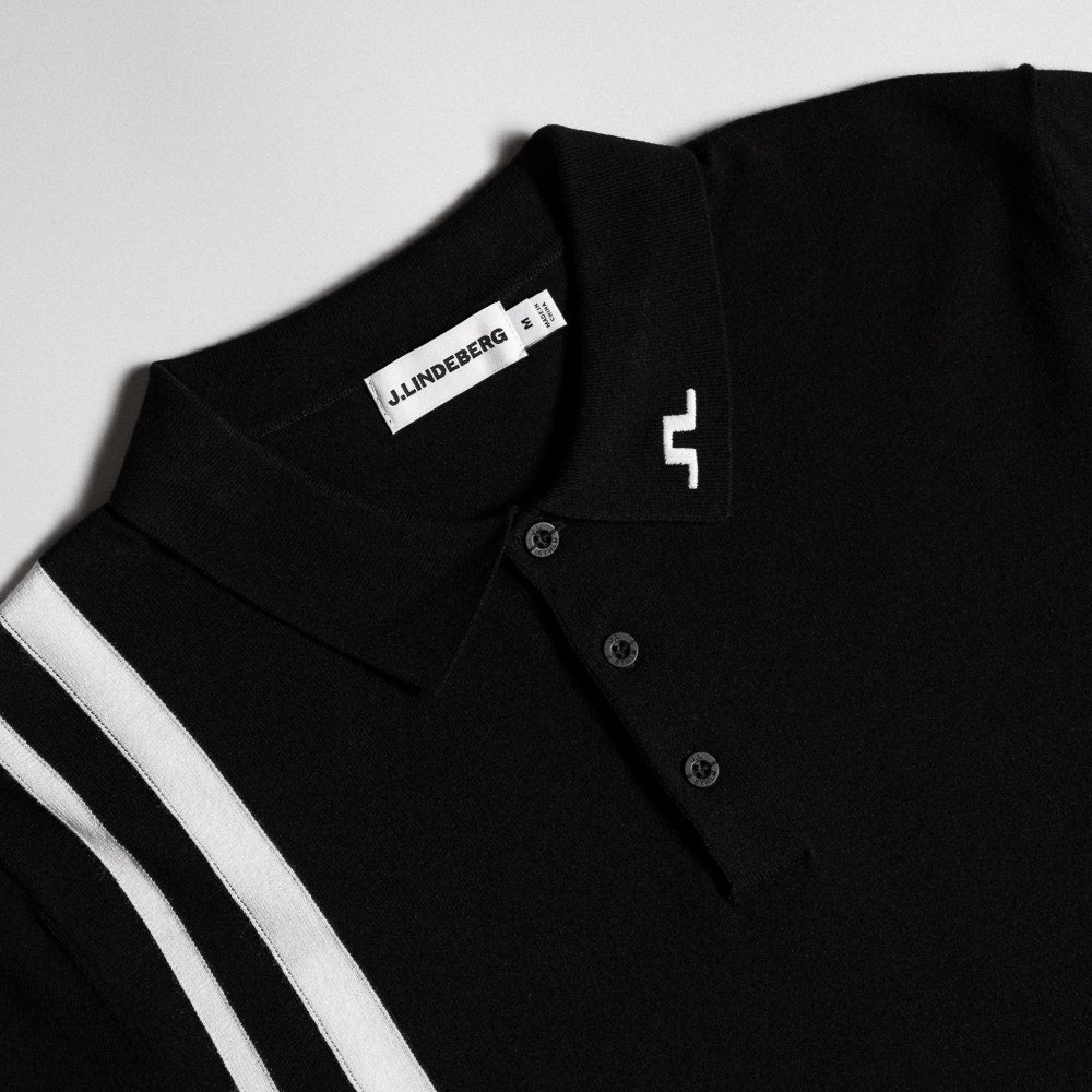 J.Lindeberg Golf Shirt - 30Y Wallis Knit Regular Fit - Black SH26